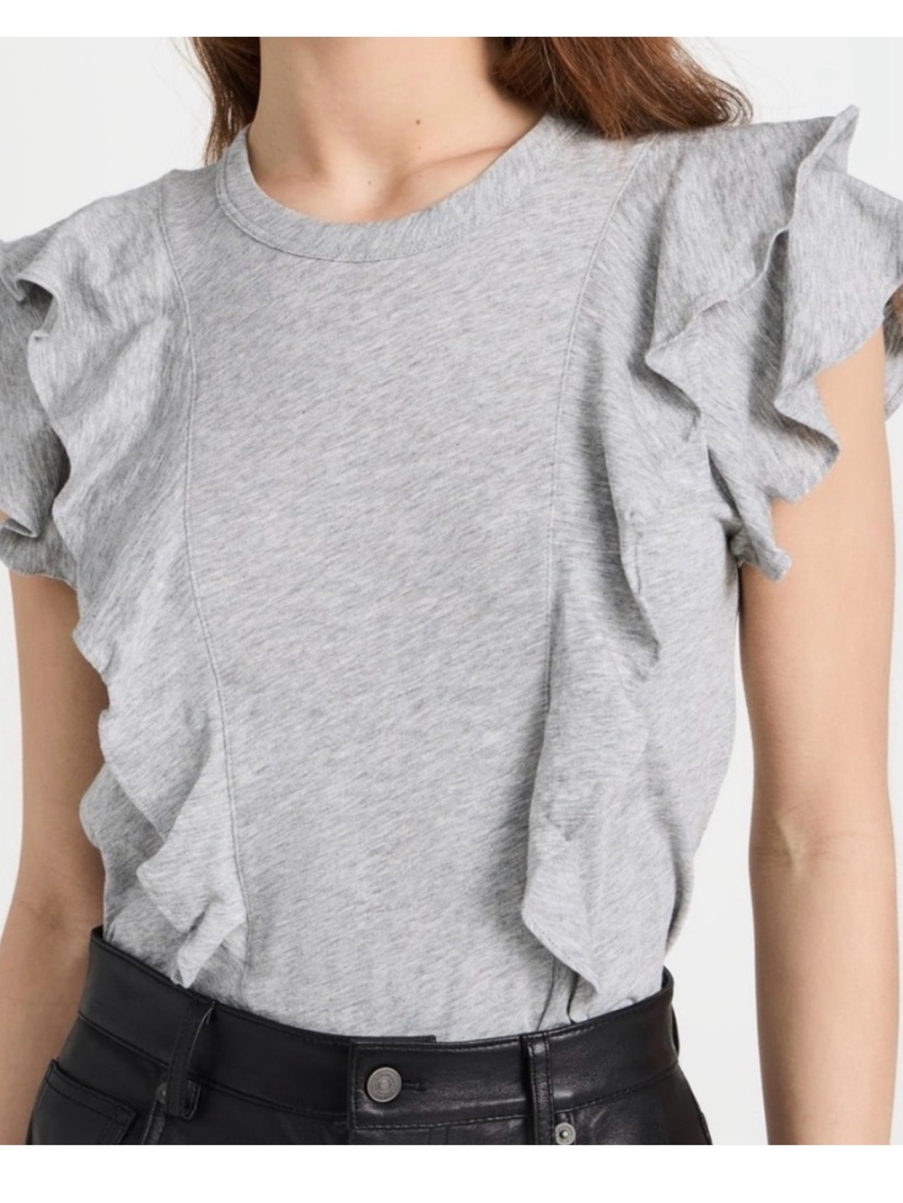 Veronica Beard Grey Ruffle Tee S